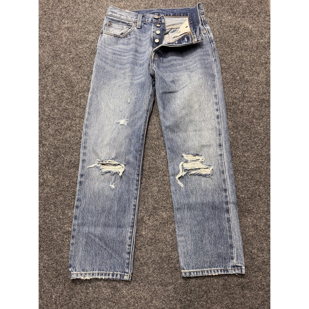 Levi's 501 Original Fit Jeans Womens 26 Blue Distressed Straight Leg Grunge Core